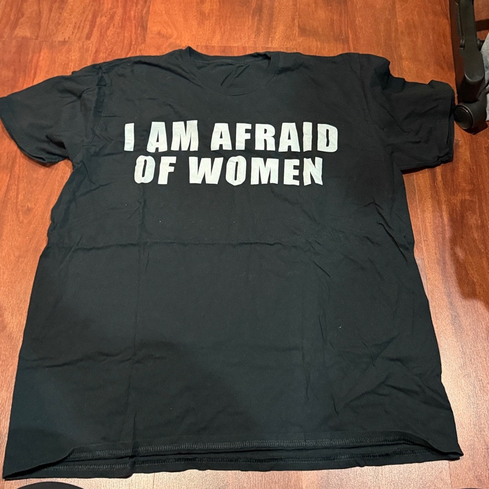 size XL amazon i am afraid of women graphic black t shirt